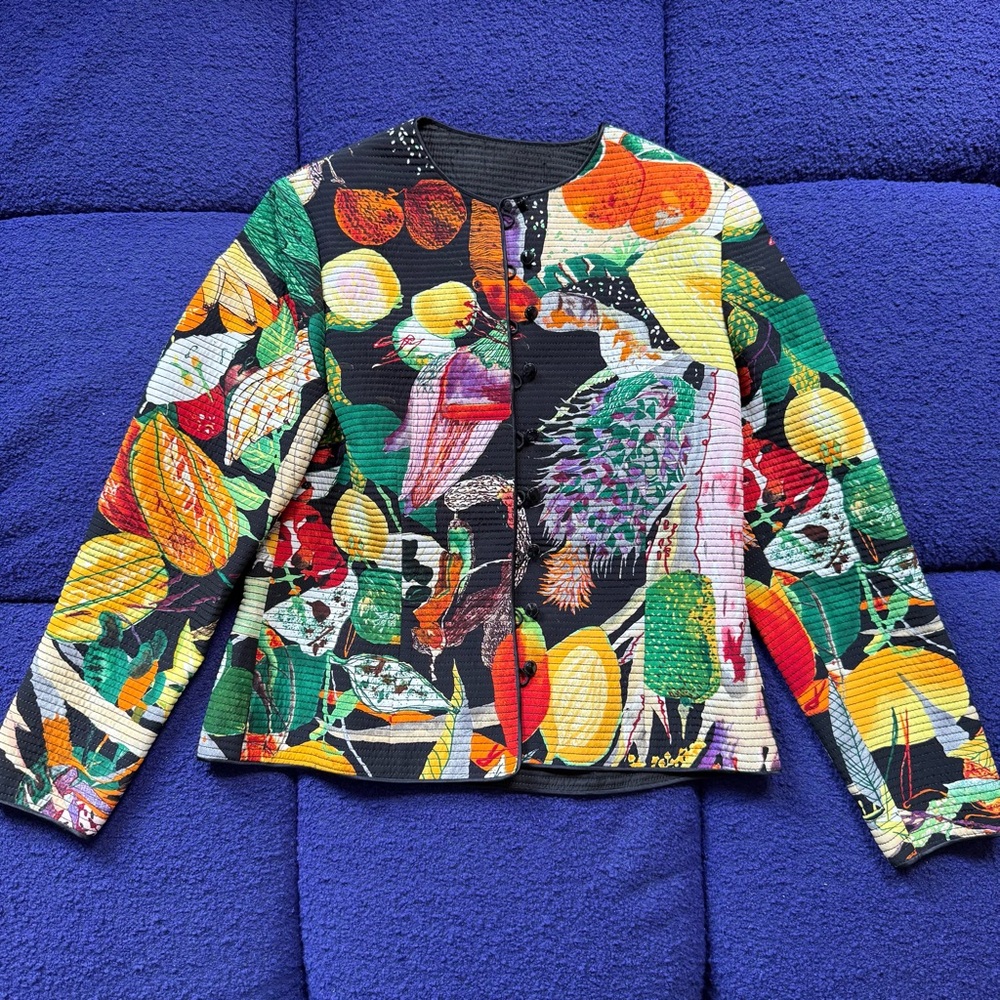 Vintage Colorful Fruit Print Jacket